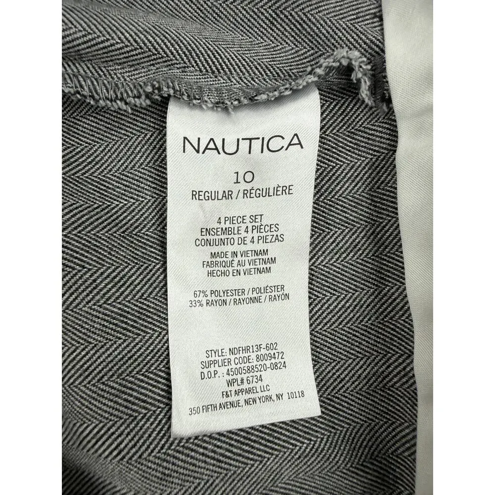 Nautica Youth Boy's Size 10 Black Herringbone Twill Dress Pants